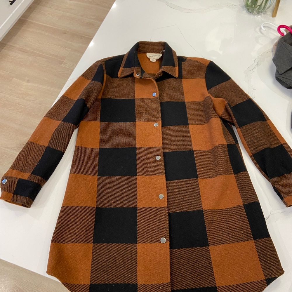 BB Dakota Black and Brown Trench Coat with Classic Plaid Design